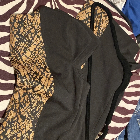 Jones New York Black tan Middle print stretch Jersey knit Midi dress  Sz 10 - Picture 11 of 12